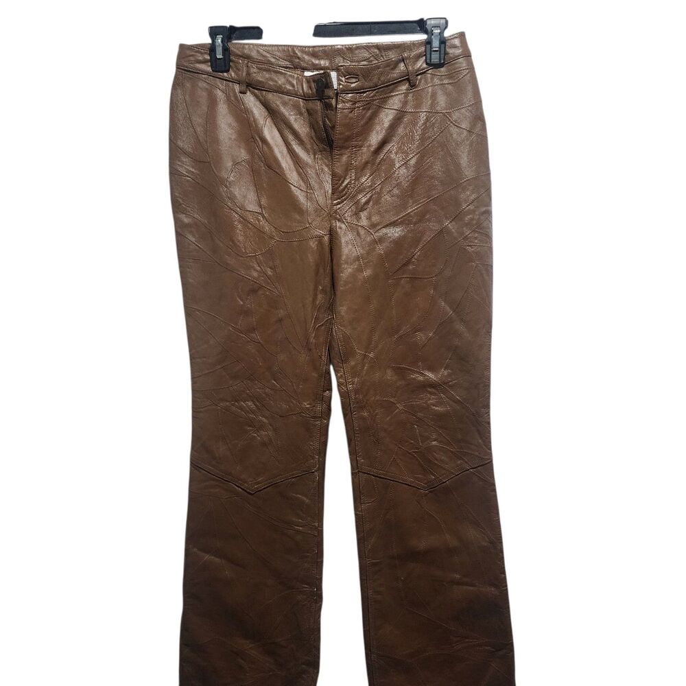 Newport News Easy Style Brown Leather Pants Women’s 14 Vintage Y2K‎